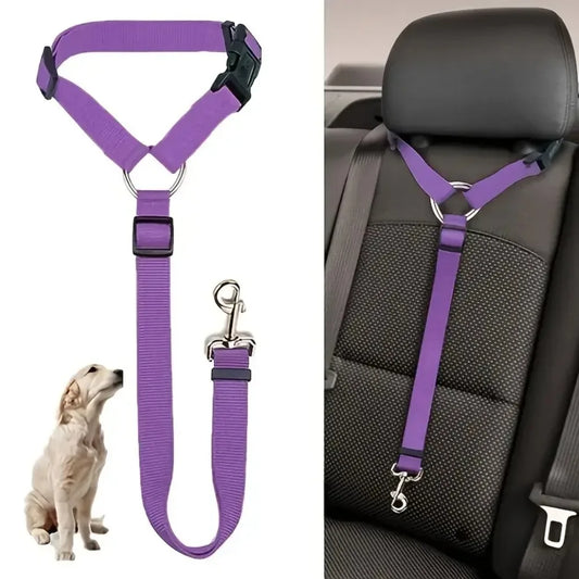 CEINTURE DE SÉCURITÉ RÉGLABLE POUR CHIEN & CHAT – FIXATION APPUI-TÊTE